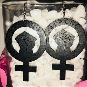 Jewelry - STRONG WOMAN GIRL POWER Wood Laser Carved Earrings Jewelry - STRONG WOMAN GIRL POWER Wood Laser Carved Earrings